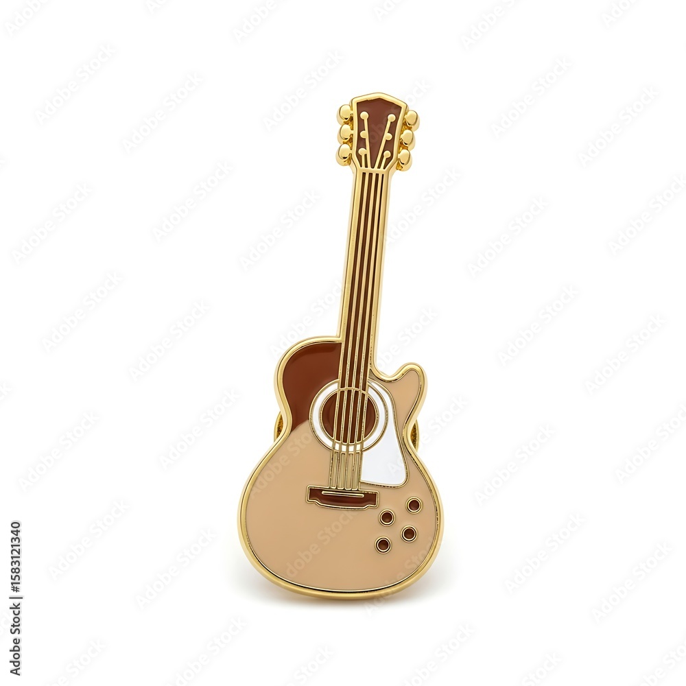 Obraz premium Acoustic Guitar Enamel Pin: A detailed enamel pin of an acoustic guitar, showcasing intricate details and a stylish design. Perfect for musicians, music lovers, and collectors.
