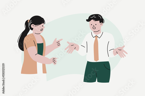Business Colleagues Engaged in Heated Workplace Conflict Illustration