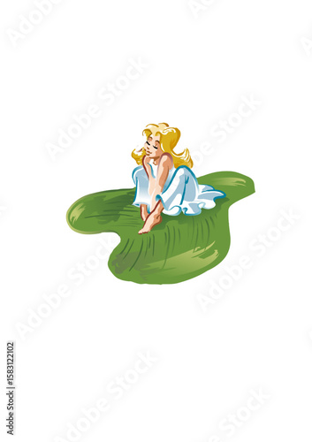 Illustration for the fairy tale by Hans Christian Andersen: Thumbelina