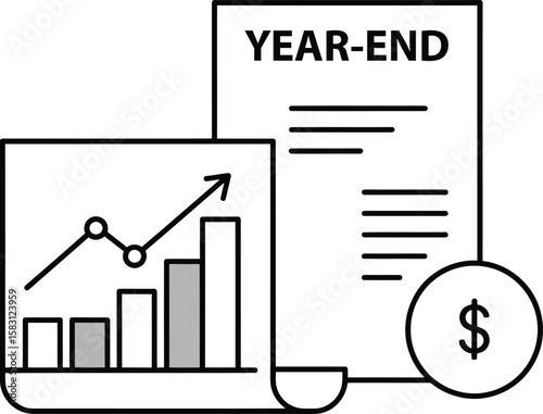 Year-end financial report showing upward trend in profits.