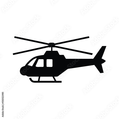 helicopter with spinning rotor   clean vector