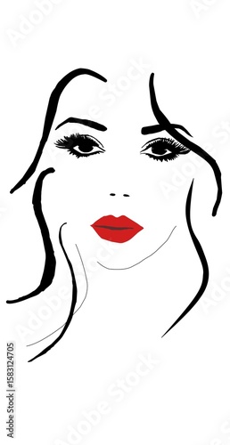 a woman with red lips