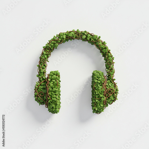Green plant headphones with eco design