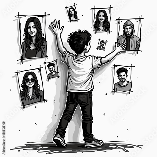 Teenager decorating room with idol posters on the wall, finding self-expression  