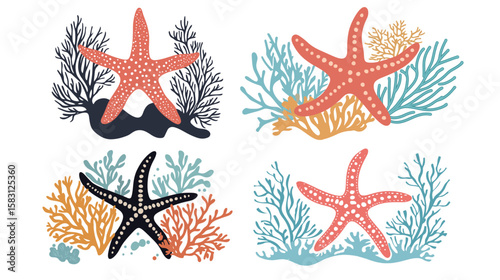 Whimsical Silhouette of a Sea Star Clinging to a Rock – Playful Marine Vector Illustration