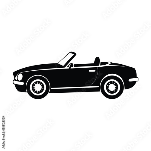 red convertible with open roof   vector style 