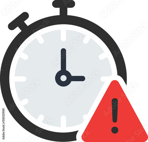 A stopwatch icon with an exclamation mark in a red triangle, indicating a time-sensitive warning.