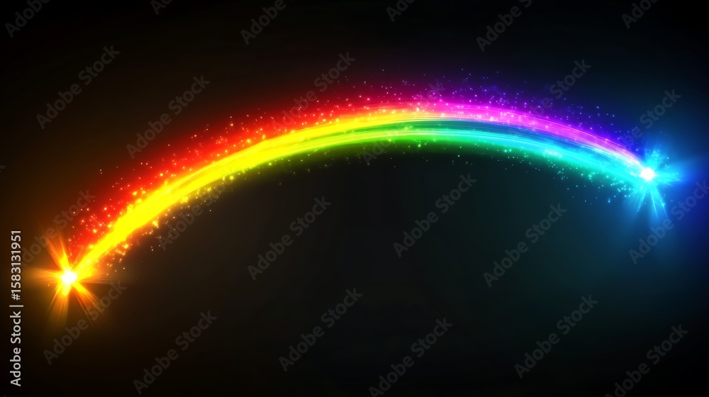 Fototapeta premium Rainbow light streak on black background