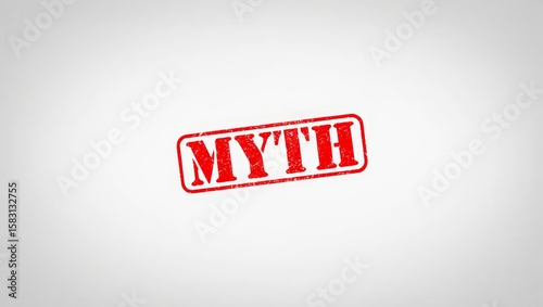 Myth red rubber stamp isolated on transparent background with distressed texture effect.