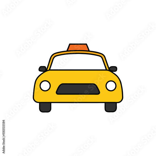 yellow taxi cab front view   vector style with