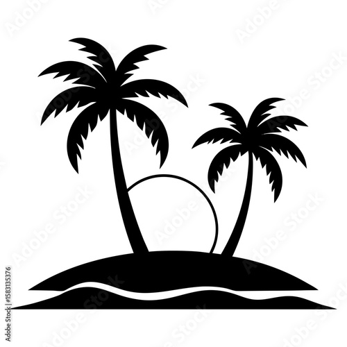 tropical island with palm trees