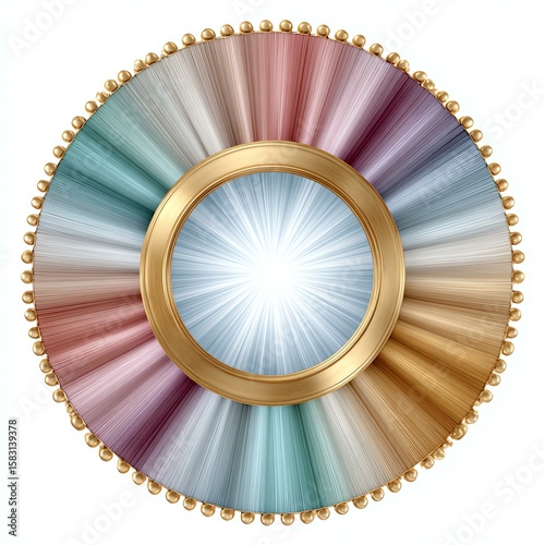 Vibrant radial design with pastel colors.