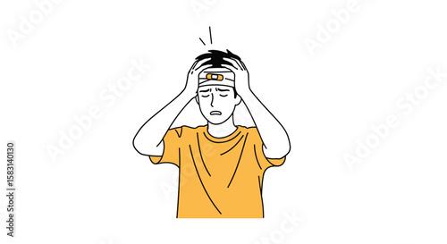 Person feeling stress and anxiety holding head in disappointment worried about a problem and overwhelmed by thoughts