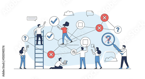 Illustrating the complex process of strategic planning and decision making in modern business operations