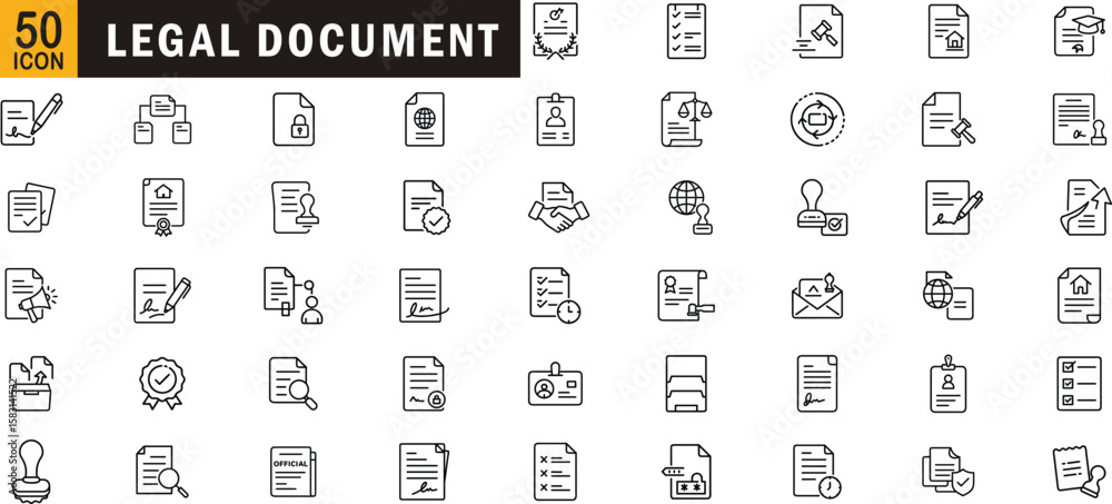 Φωτογραφία Legal document editable outline icon set