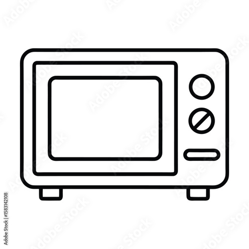 Microwave icon in solid line art second design on white background