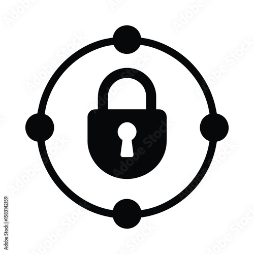 Private Network Security Lock Icon – Black Padlock Vector for Secure Connection and Data Privacy