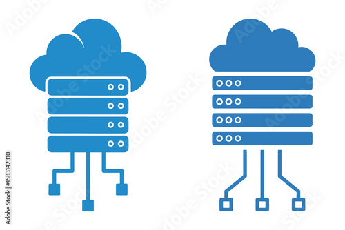 Web Hosting Icon Set – Cloud Server Vector Graphics for Network and Data Storage
