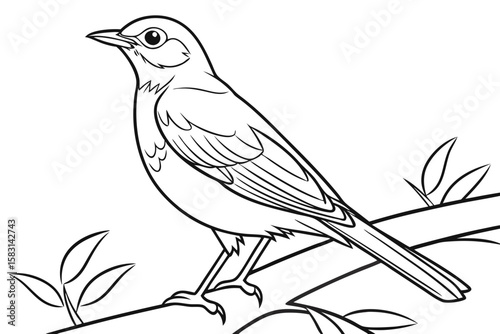 coloring page line art the robin black vector