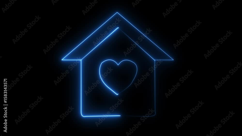 Glowing Linear home animated on black background. Love emotion, family, royal blue-collar home icon, video animation.
Glowing Linear home animated on black background. Love emotion, family, royal blue-collar home icon, video animation.