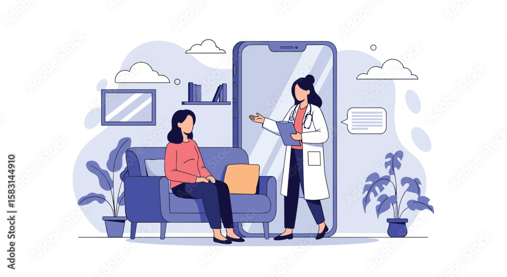 Fototapeta premium Online medical consultation experience connecting patients and doctors remotely through digital technology