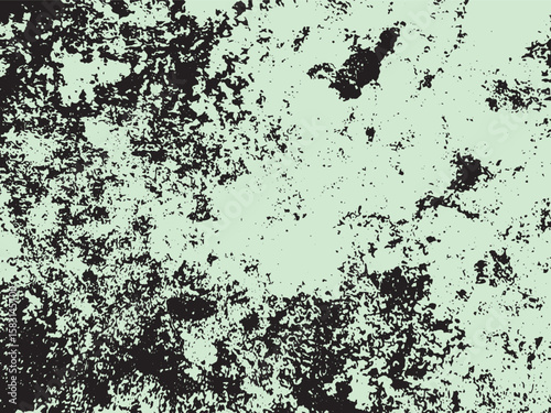 Abstract black and light green textured pattern with irregular shapes and speckles isolated on transparent background silhouette