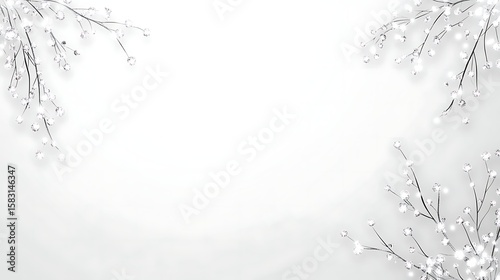 Elegant silver branches on a light gray background