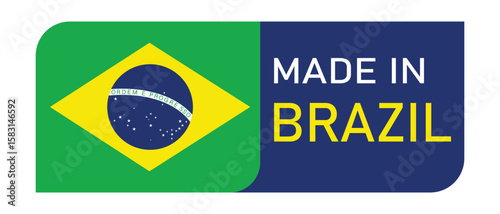 Made in Brazil label vector design. Made in Stamp Isolated in White Background. Label of Brazil, Symbol, Vector illustration.
