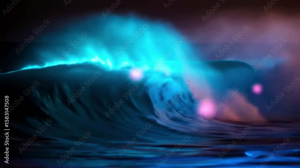 Bioluminescent Wave: Night Ocean Alive with Glowing Color and Natural Wonder