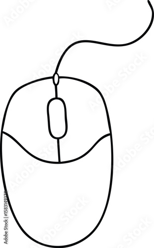 Black computer mouse silhouette design with transparent background vector art
