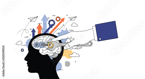 Visualizing the process of cognitive enhancement and problem solving through mental adjustment