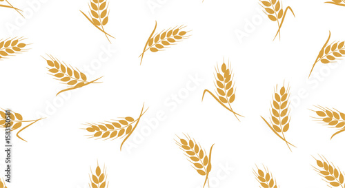 Golden wheat stalks pattern for agricultural and food industry designs and branding