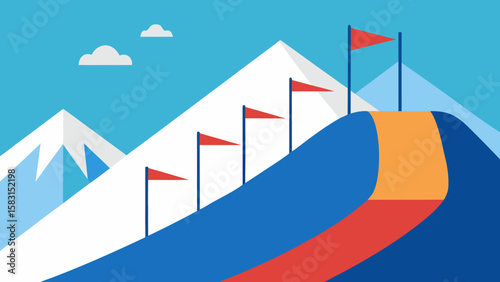 Exciting Cartoon Ski Slope with Ski Lift Poles