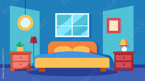 Serene Cartoon Peaceful Bedroom Bathed in Natural Light