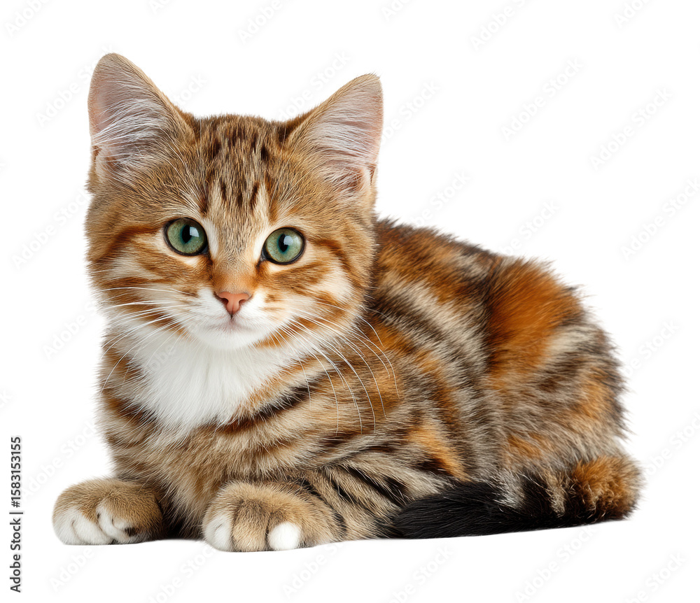 Fototapeta premium Playful cat posing for portrait in charming pet. Isolated on transparent background, png.