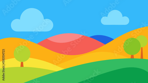 Vibrant Nature Zone with Colorful Hills and Sky