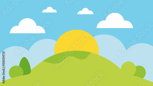 Stunning Hilltop View with Clouds and Gentle Sun Glow