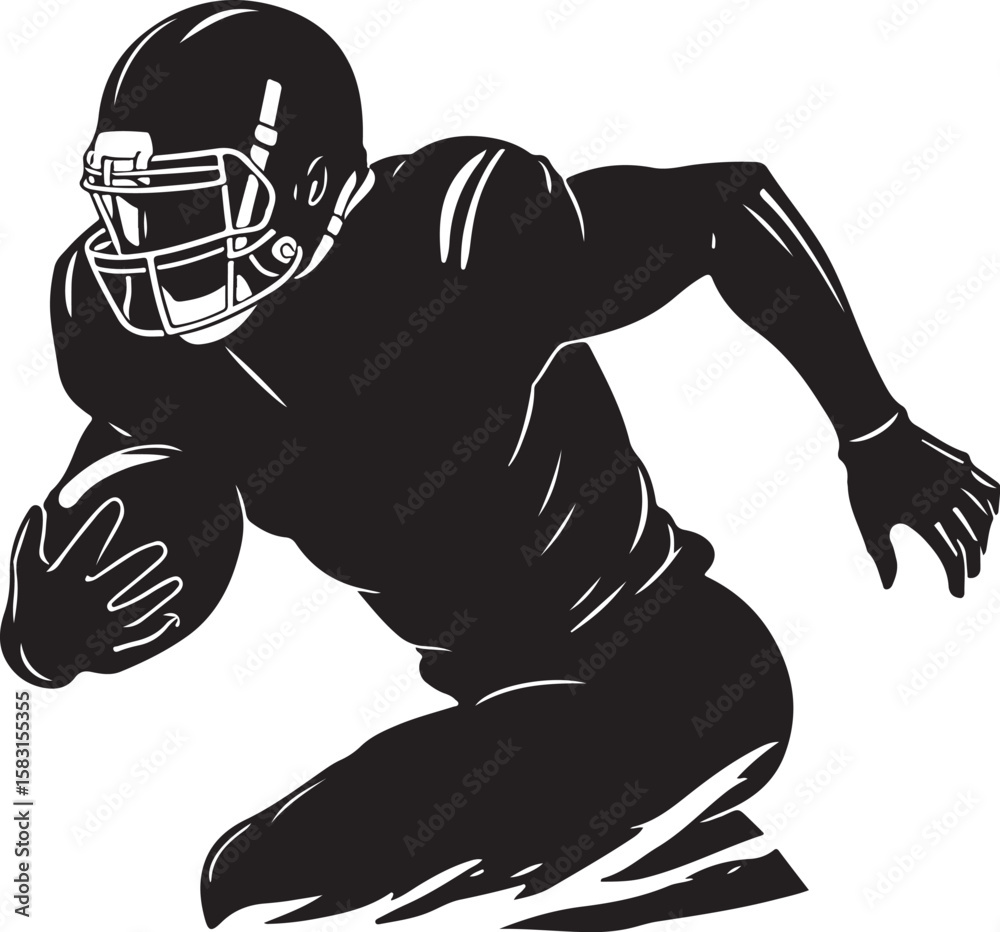 Fototapeta premium American Football Player Silhouette Vector