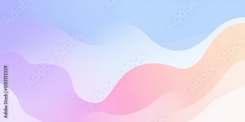 Abstract wavy background illustration featuring soft pastel colors blending harmoniously, creating a serene and calming atmosphere for design and creative projects with copy space