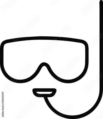 Snorkeling Gear Icon: Underwater Diving Mask and Snorkel Tube Illustration, Perfect for Summer Vacation Designs...