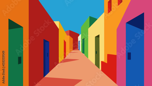 A Secret Alleyway is Hidden Between a Row of Bright and Colorful Fantasy Houses