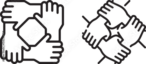 eamwork and Unity Icon – Hands Joined Together in Collaboration
