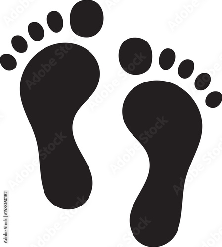 Modern vector illustration of a single human footprint in bold silhouette, designed for clean UI elements, signage, mobile apps, and minimalist wayfinding graphics.