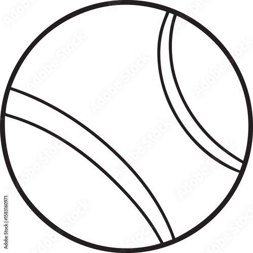 tennis ball outline vector illustration, line art