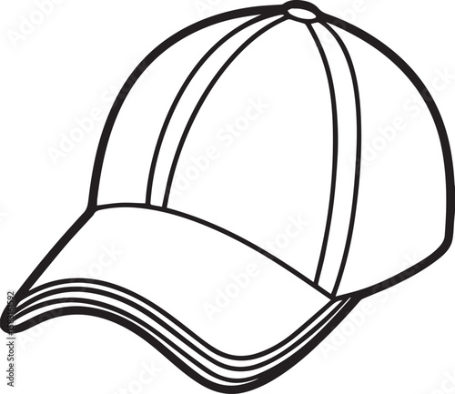cap outline vector illustration, line art