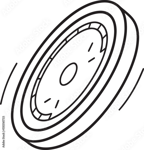 coin outline vector illustration, line art