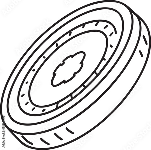 coin outline vector illustration, line art
