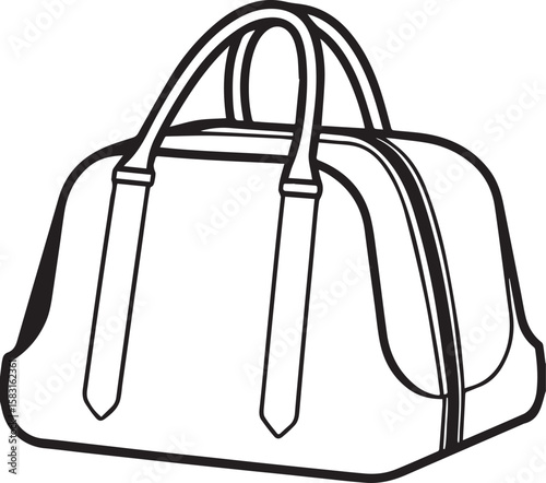 tennis bag outline vector illustration, line art