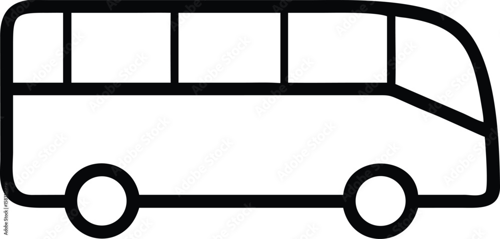 Naklejka premium Simple Line Art Icon of a Modern Coach Bus for Travel and Tourism