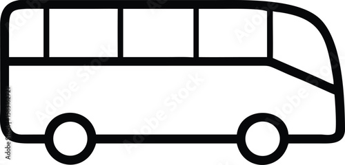 Simple Line Art Icon of a Modern Coach Bus for Travel and Tourism